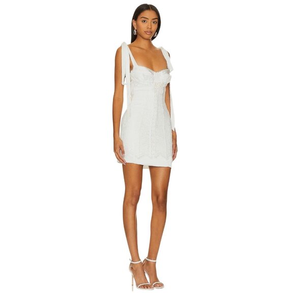 For Love & Lemons Zahra Mini Dress in White Medium New Womens Party - Picture 3 of 15